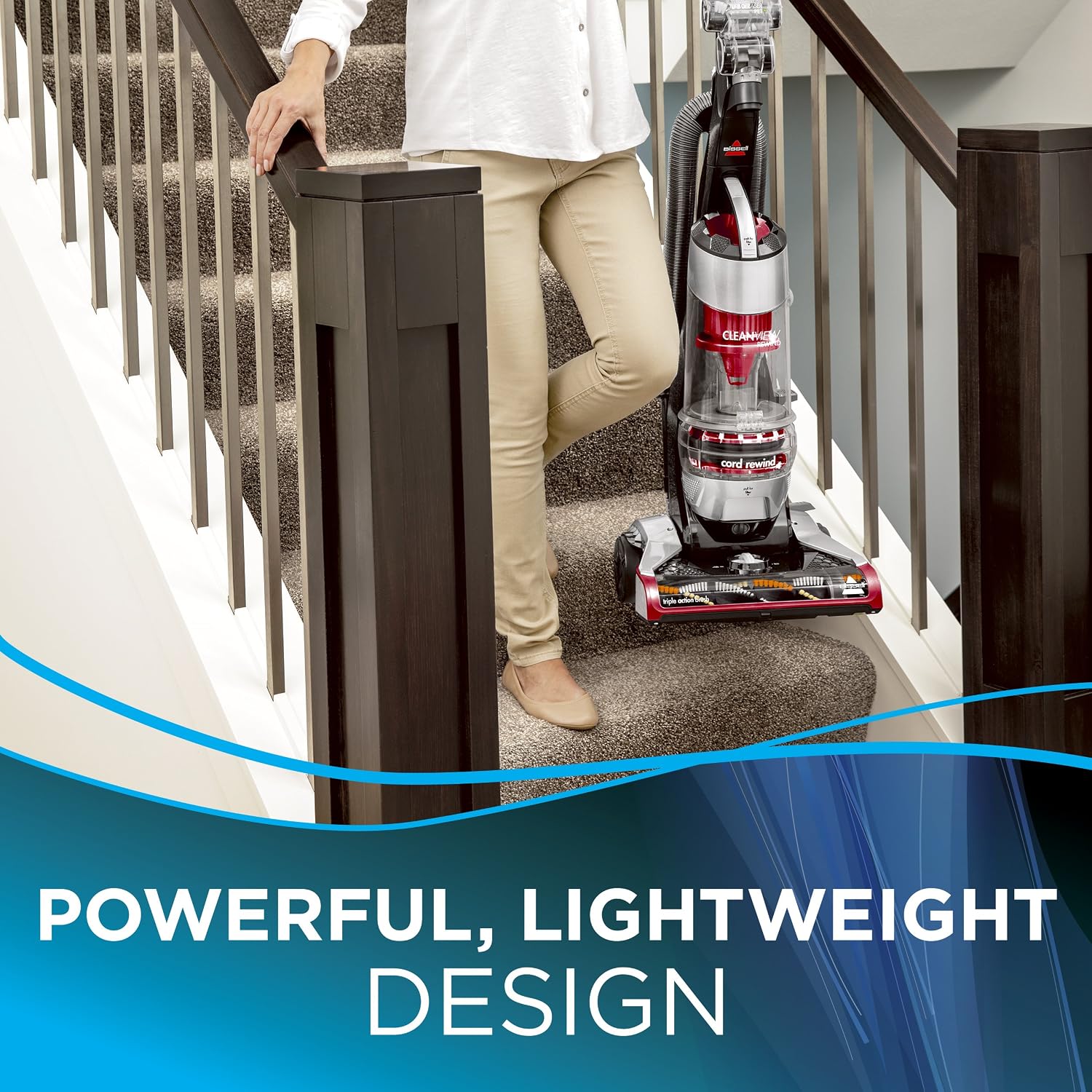 Bissell Upright Bagless Vacuum, Red Cleanview Rewind Plus - 1825