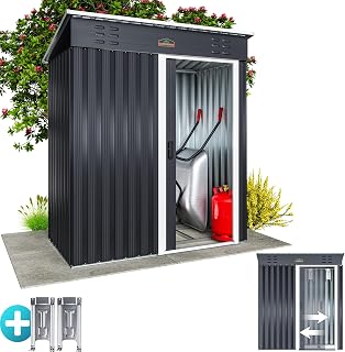 GARDEBRUK® Abri de Jardin métal 185x165x90cm 4 Crochets Gants 2m² Porte coulissante Anthracite cabane de Jardin cabanon Rangement Outils 3m³