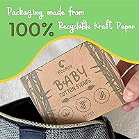 Vista 6 de Hisopos de algodón para bebé, 220 unidades, respetuosos con el medio ambiente y puro, varillas de seguridad de doble punta, 100% a base de plantas