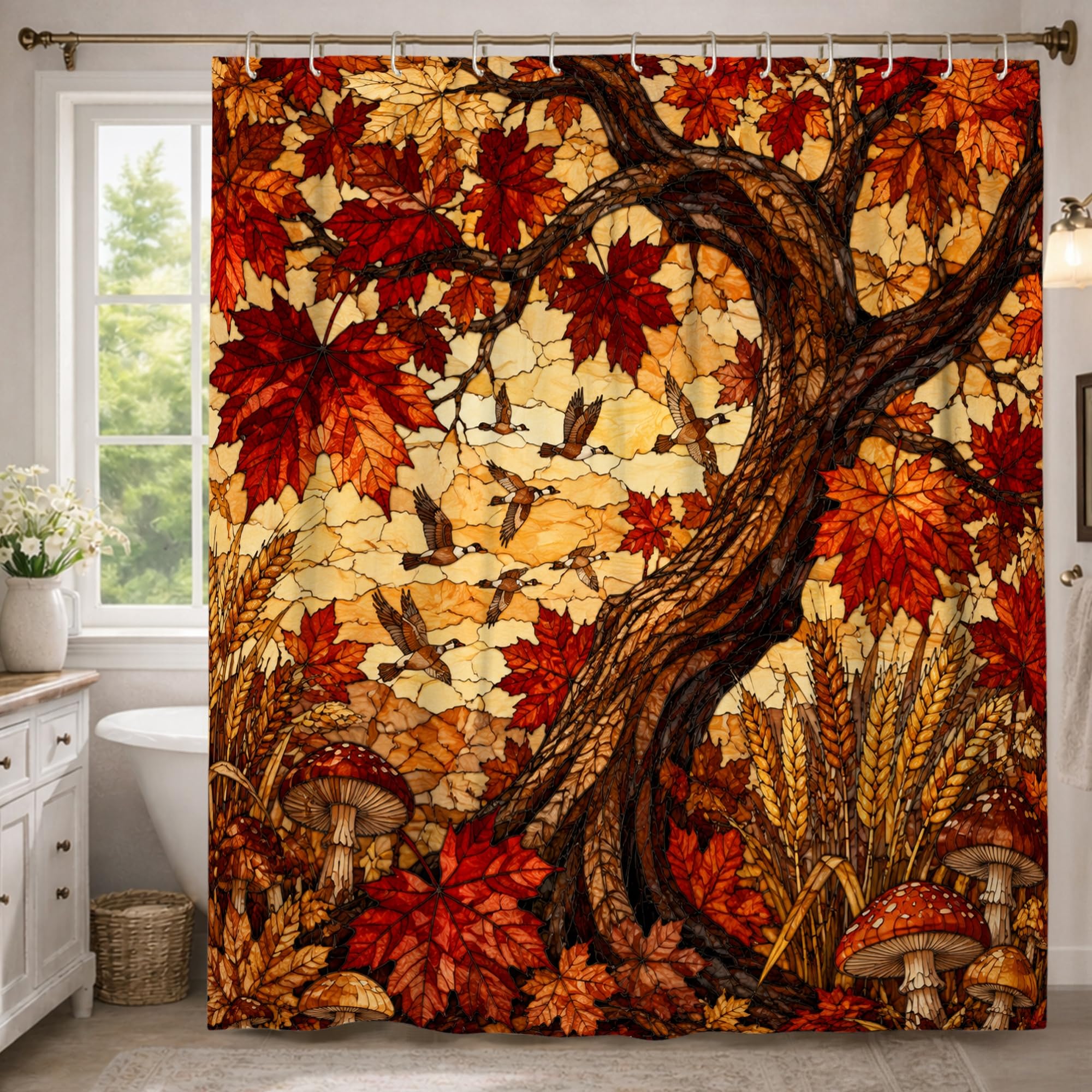 Rideau de douche extra long lavable avec crochets décor d'hôtel
