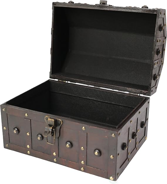Black Vintage Caribbean Pirate Chest with Decorative Nailed Design