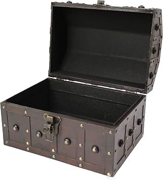 Black Vintage Caribbean Pirate Chest with Decorative Nailed Design