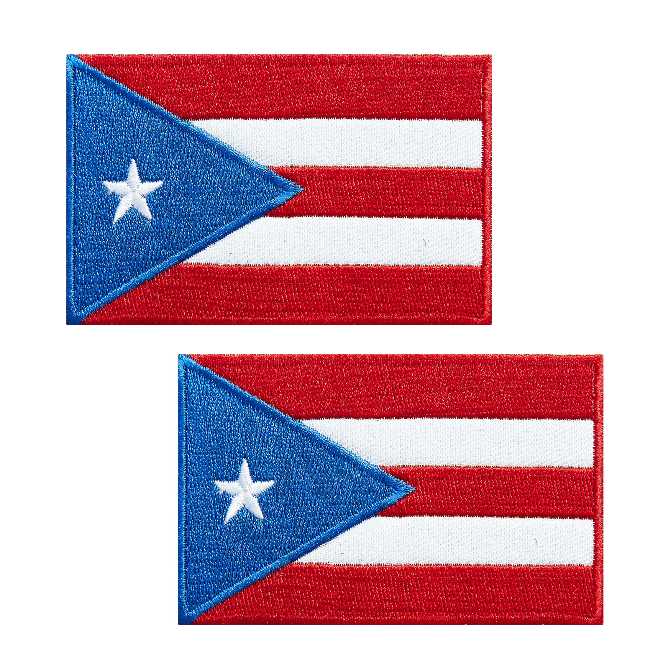 Puerto Rico Flag Embroidered Patches Puerto Rican Flags Patch Puerto Rico Military Tactical Patch Team Logo Decorations(2Pack)