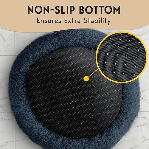 Miniatura 8 de PetJett - Camas calmantes para perros de tamaño grande, cama redonda de 36 pulgadas, antideslizante y lavable, cama en forma de dona súper suave, de