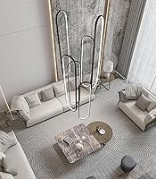 Vista 8 de 6-Rings Modern Chandelier, LED Black Large Contemporary Light for Staircase, Dimmable Flush Mount High Ceiling Chandeliers with Remote Control for