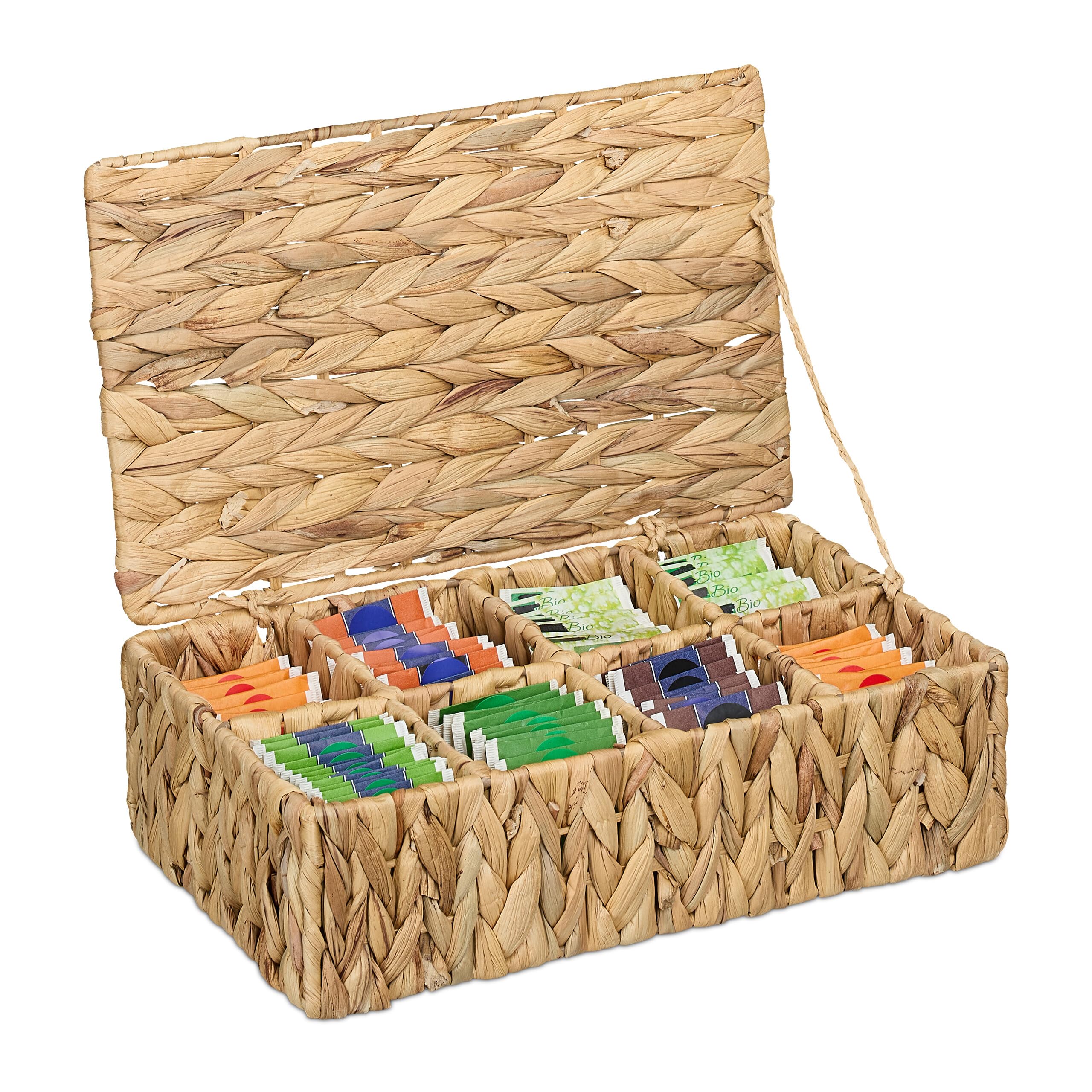 Boite à thé pour 110 sachets aspect tressé pour organiser votre cuisine
