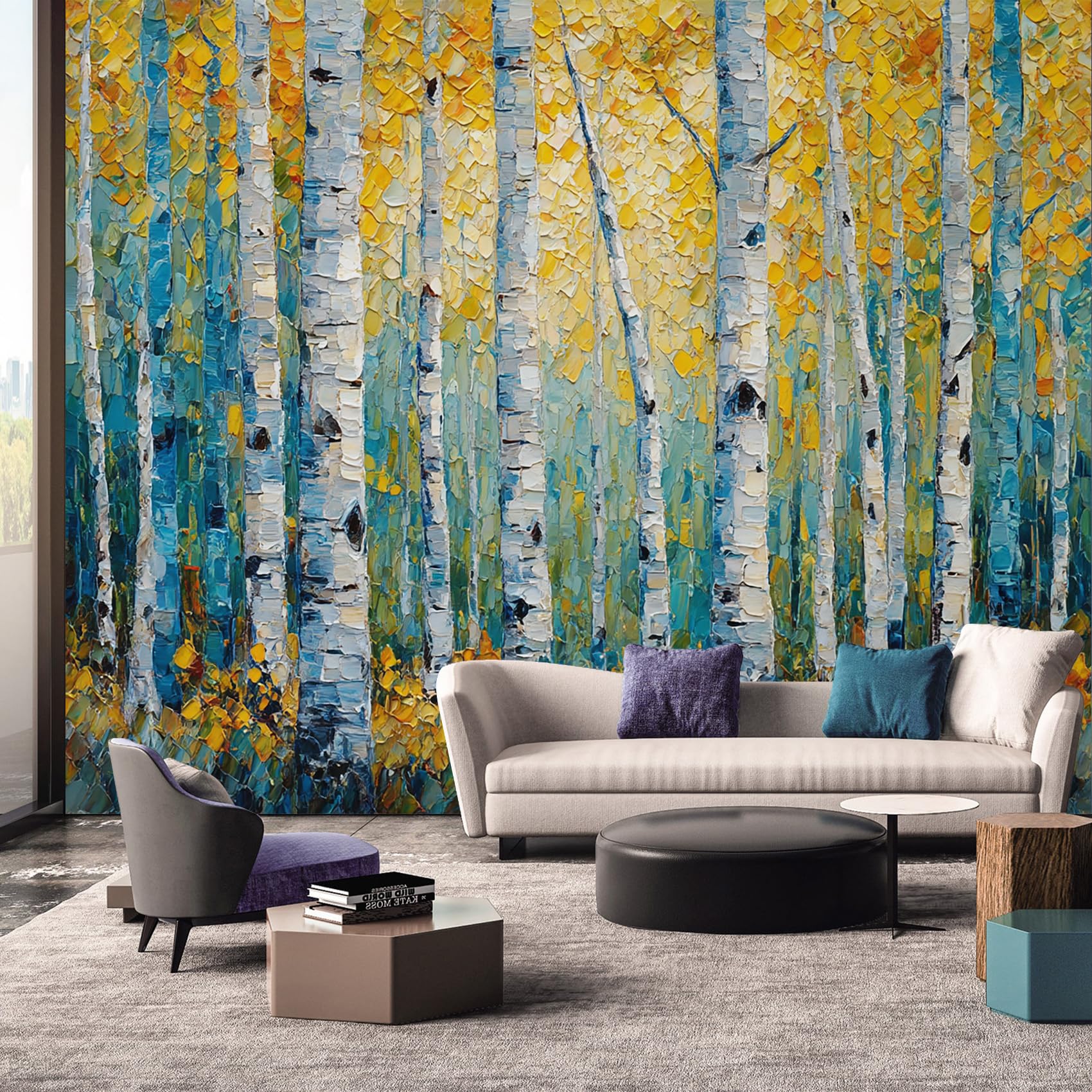 Birch Tree Wallpaper - Nature Forest Wall Mural - Wall Murals for Living Room Bedroom - Photo Wallpaper & Home Decor Art - 150 x 105 cm A-4116