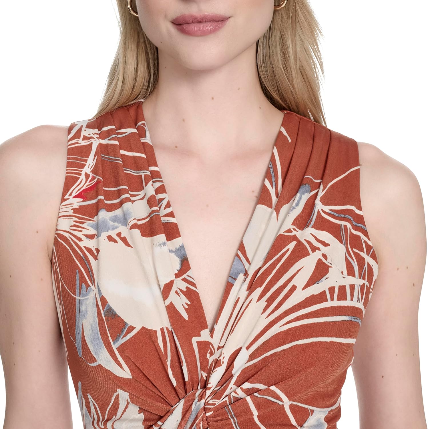 Calvin Klein Women's Sleeveless Knotted V-Neck A-Line Maxi Dress - Image 5