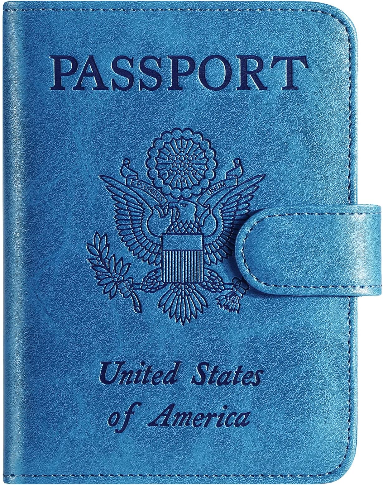 Passport Holder Cover Wallet RFID Blocking Leather Card Case Travel Accessories for Women Men (Blue)