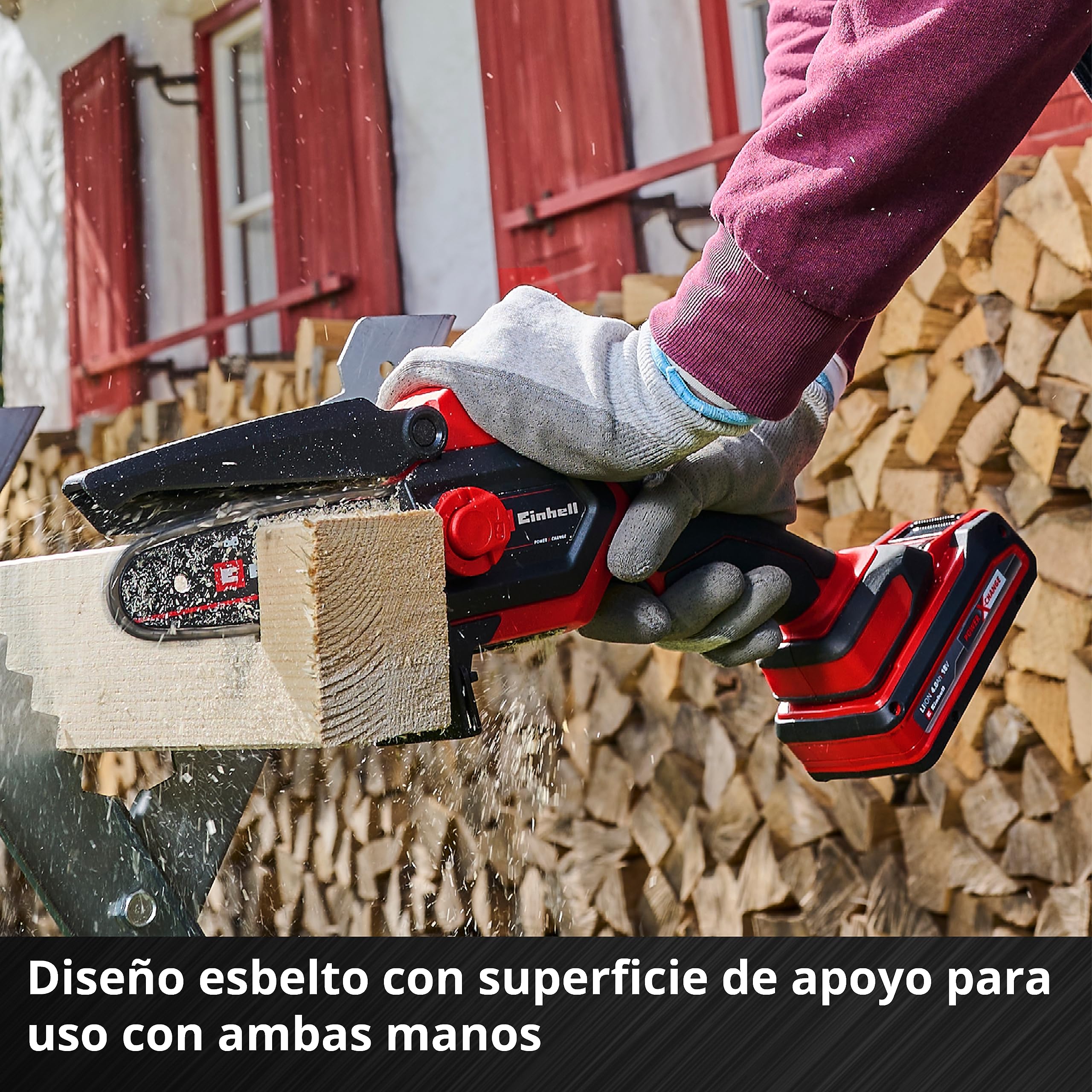 Einhell Motosierra para ramas con batería GE-PS 18/15 Li BL-Solo Power X-Change (18 V, sin escobillas, longitud de corte de 12,5 cm, cambio de espada y cadena sin herramientas, sin batería)