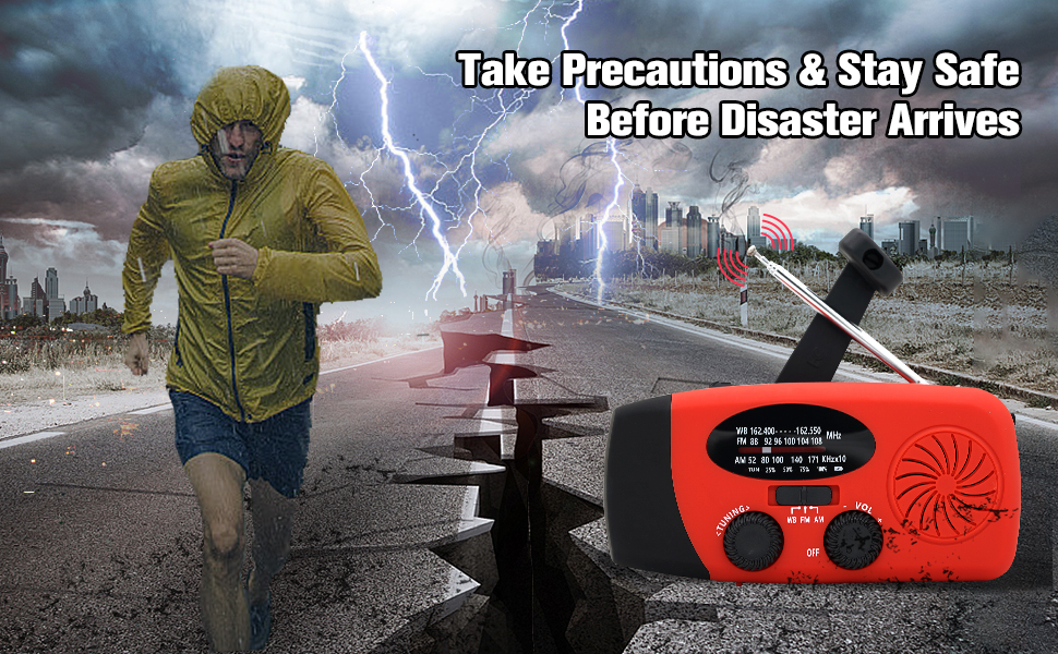 Radio Solaire 2000mAh IRonsnow Portable à Manivelle - AM/FM/NOAA Lampe LED Charge Téléphone Urgence