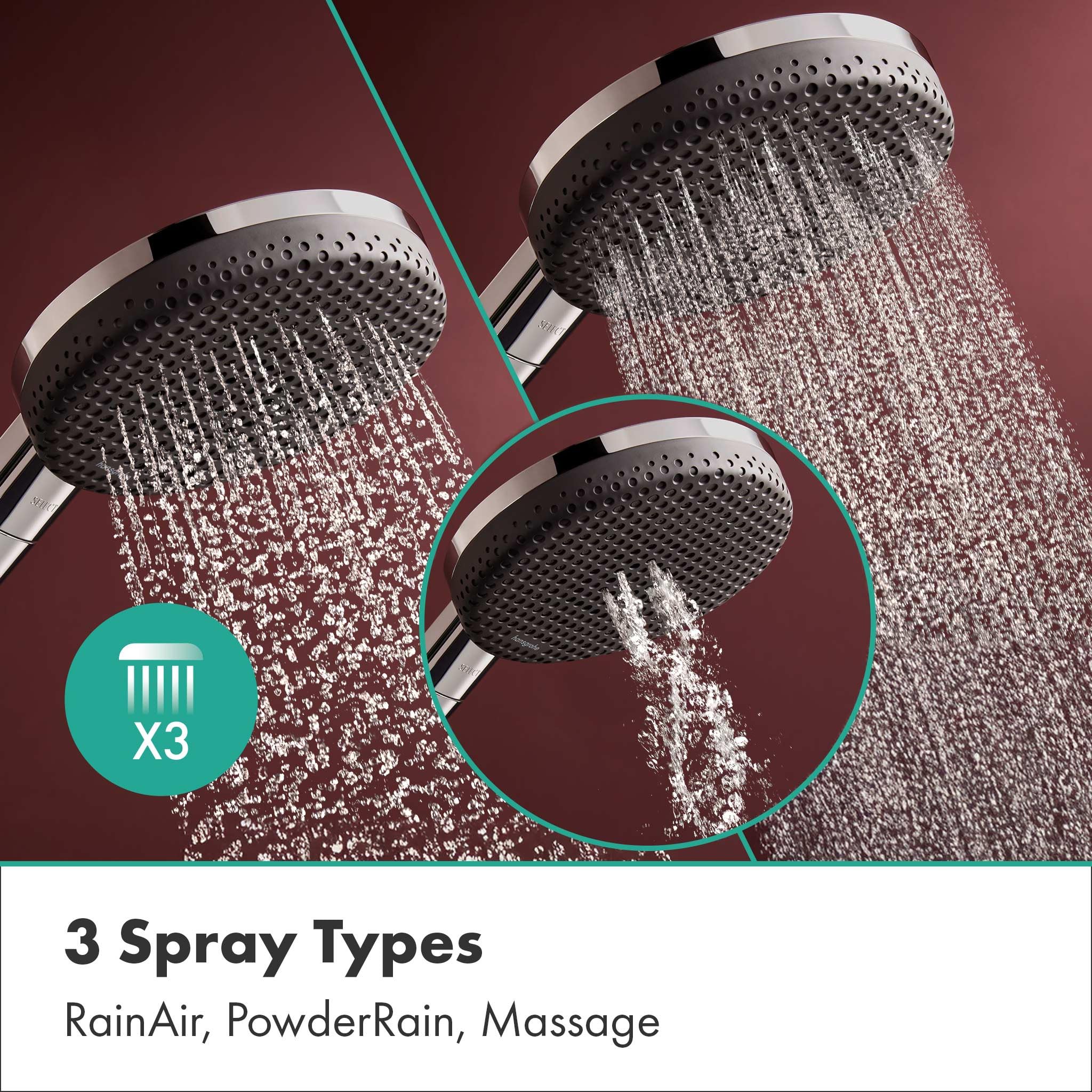 hansgrohe Raindance Alive Select S, Shower Head, Hand Shower Round (125 mm) with 3 Sprays (incl. PowderRain) - Image 3