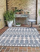 Vista 3 de Unique Loom Outdoor Trellis Collection - Alfombra de área - Traliccio (10 x 14 pies 1 pulgada, rectangular, azulmarfil)