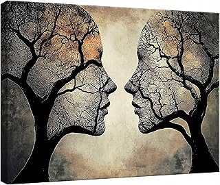 WallArena - Leinwand Bilder - Abstrakt - 60x40 cm Leinwandbilder - Bild auf leinwand - Wandbild XXL groß Wandbilder für Wohnzimmer Schlafzimmer Wohnzimmerbilder Modern kunstdruck - Paar Bäume