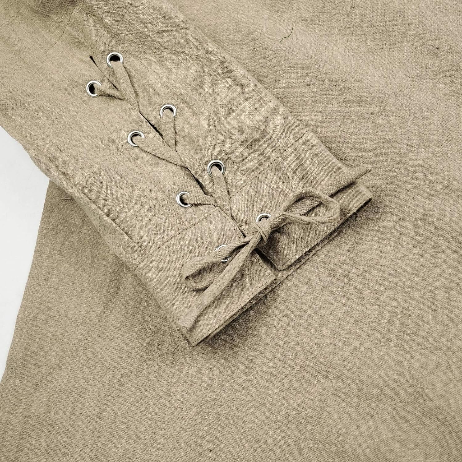 Men's Renaissance Shirt Pirate Medieval Viking top Linen Long Sleeved Halloween Costume - Image 6