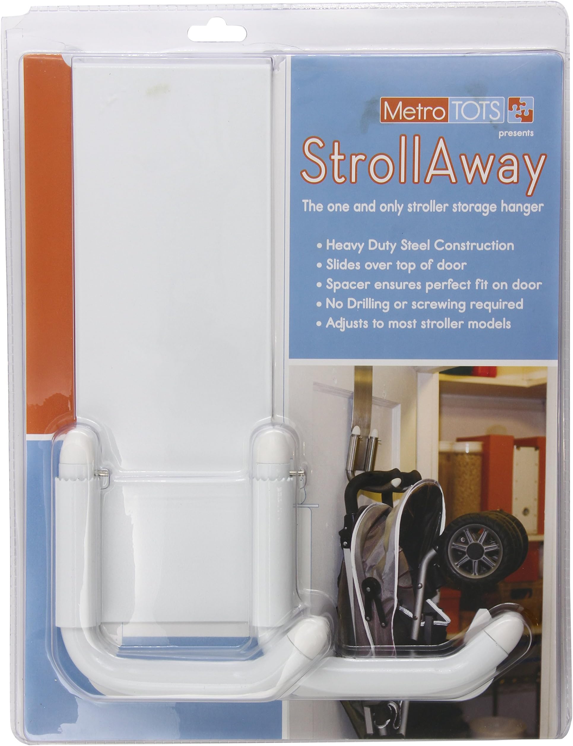 StrollAway Over The Door Stroller Storage Hanger, White