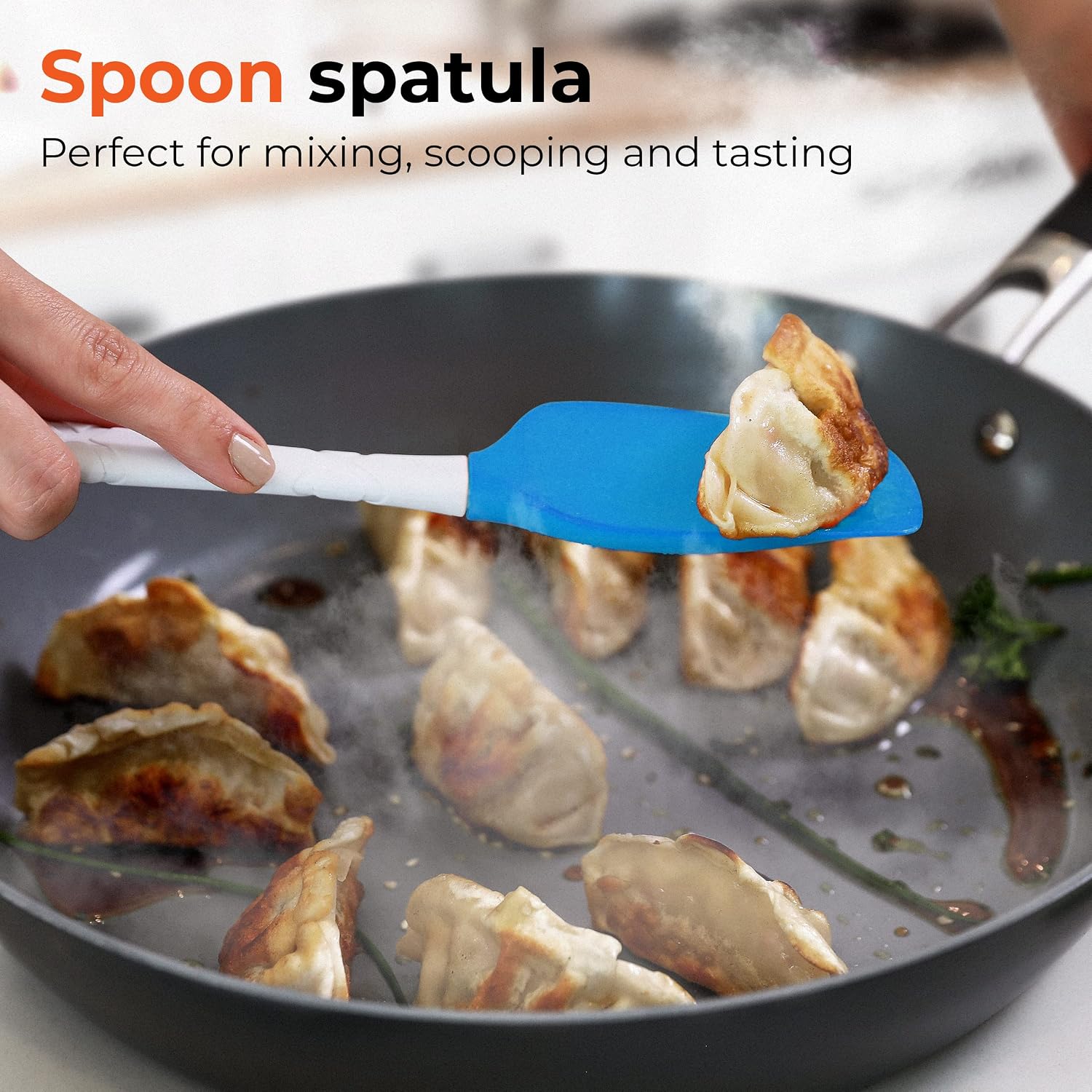 M KITCHEN Silicone Spatula Set - Heat Resistant & BPA Free - 4 Piece Nonstick Rubber Spatulas, Spoonula, Jar Scraper for Cooking, Baking, Mixing, Frosting - Dishwasher Safe Kitchen Utensils