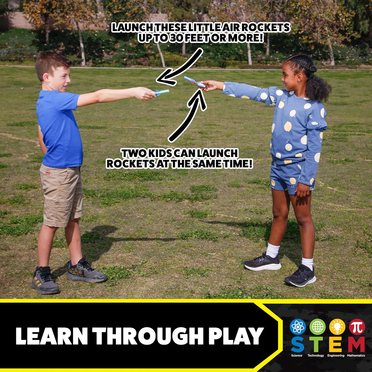 Stomp Rocket Squeeze Rocket 8 Player Party Pack - Includes 8 Launchers, 40 Soft Foam Rockets - Rocket Launcher STEM Gift - Ages 4 & Up - Fun Backyard & Outdoor Kids Toys Gifts for Boys & Girls