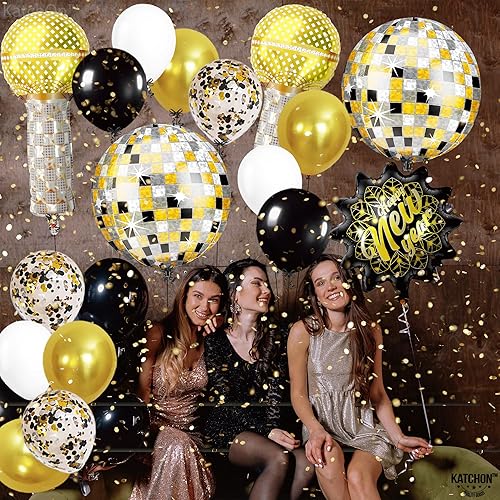 Miniatura 3 de KatchOn, Globos de Feliz Año Nuevo Disco  Paquete de 37  Decoraciones de Feliz Año Nuevo 2024  Suministros de fiesta de Año Nuevo 2024 para