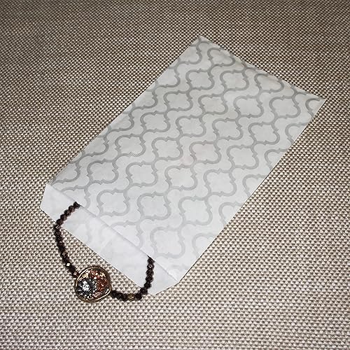 Miniatura 6 de CuteBox 100 bolsas de regalo de papel plano enrejado plateado (4 x 6 pulgadas) para mercancía, recuerdos de fiesta, regalos pequeños, productos