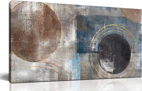 WDHCG Arte abstracto grande de pared para sala de estar, decoración geométrica de pared, lienzo marrón para oficina, cuadros negros, póster