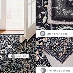 Floral 4X6 Rug pour salon, zone lavable en douceur Rugs pour chambre à coucher, vieux Botanical mince résistant aux taches Boho tapis pour salle à manger, chambre d'hôtes, crèche intérieure, bleu dérangé