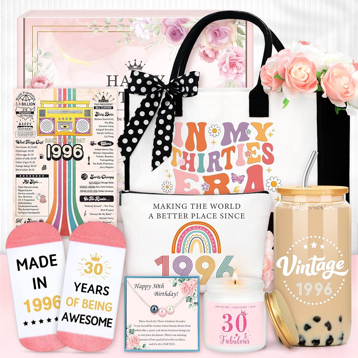 30th Birthday Gifts for Women Birthday Gifts for 30 Year Old Women Cool 1966 Gift ideas for Woman Unique