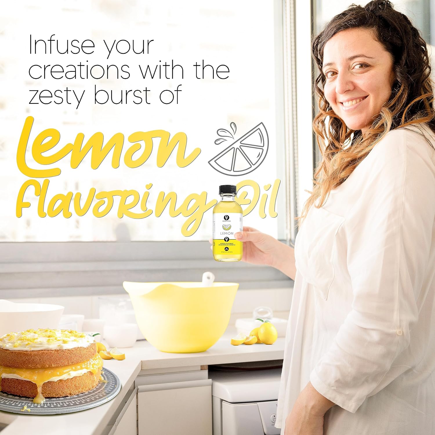 Dolce Flav Natural Lemon Extract – 1 Gallon Oil-Soluble Kosher, Sugar-Free, Concentrated Fresh Citrus Lemon Flavor for Baking, Chocolates & Desserts