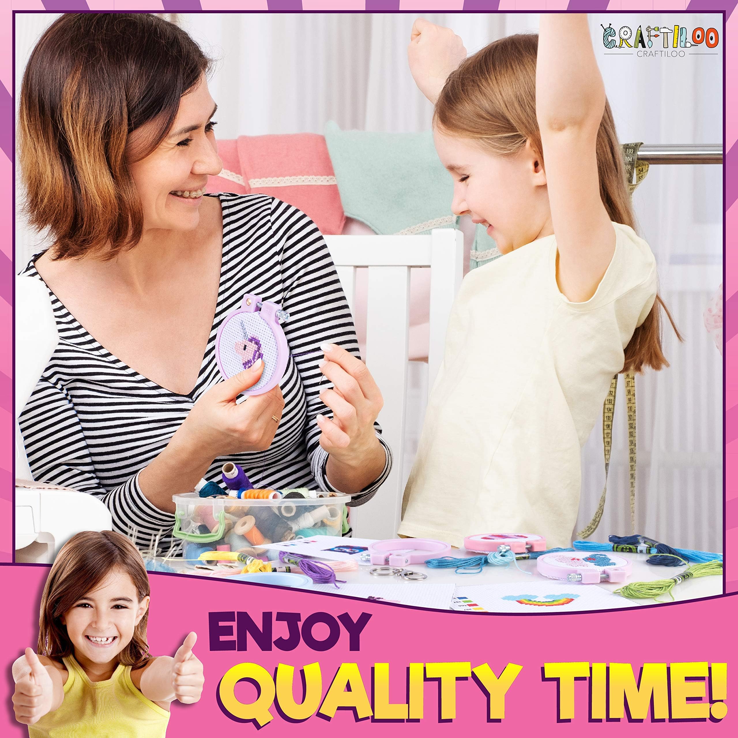 Kids Cross Stitch Kits - Beginner Embroidery -4 Kids Cross Stitch Kits - Beginner Embroidery -4