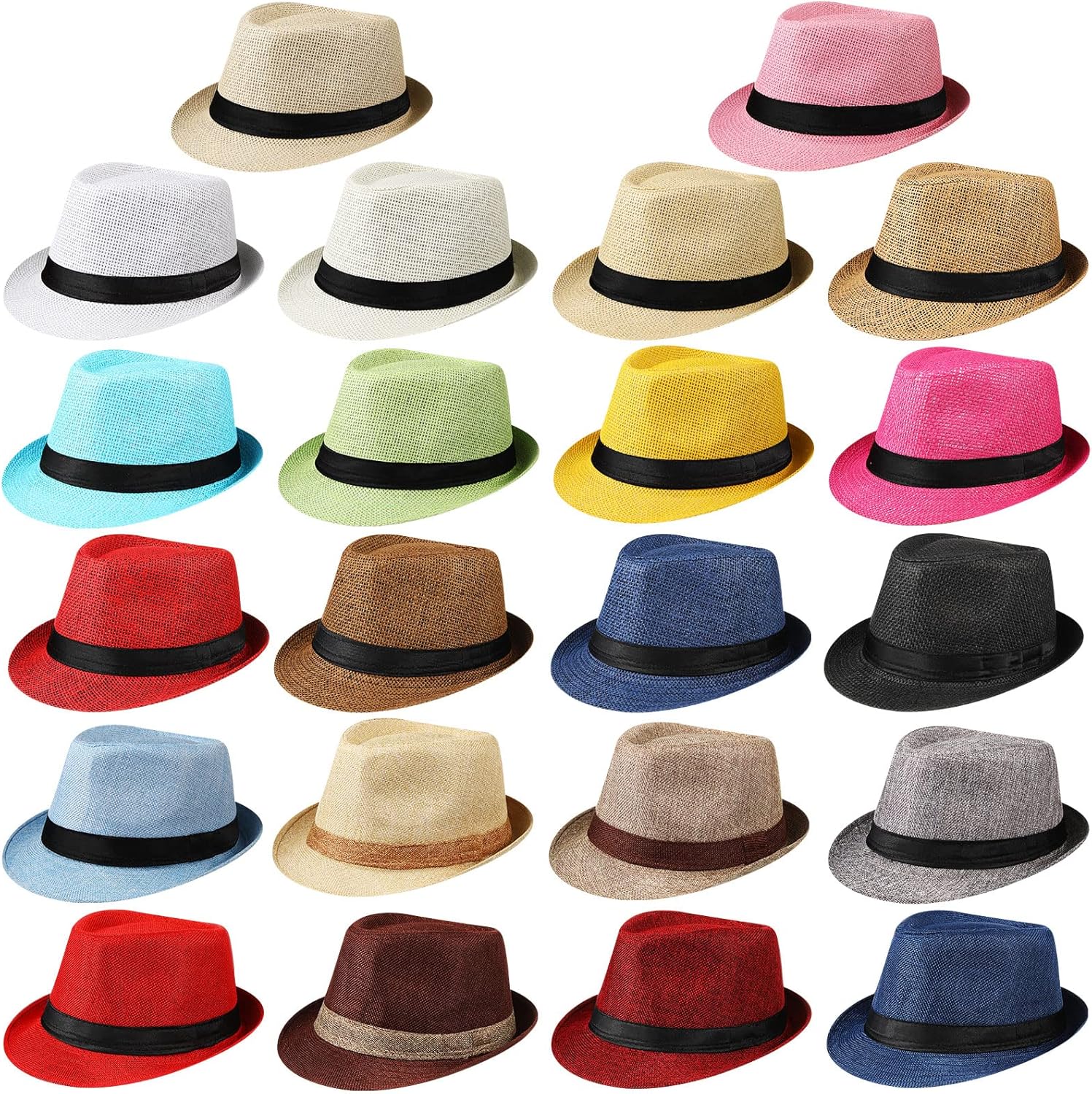 JaGely 22 Pcs Hat Men Women Straw Hats Bulk Cuban Hats Party Hats