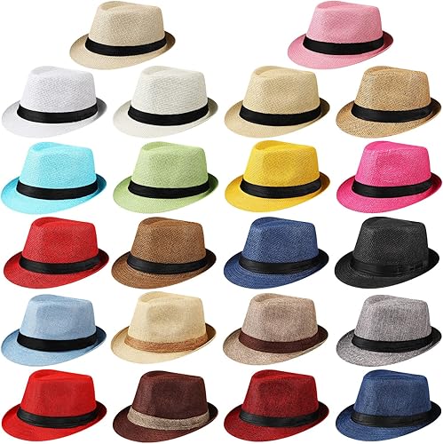 22 sombreros de paja para hombres y mujeres, sombreros cubanos a granel, sombreros de fiesta, sombrero de Panamá, gorras de ala corta, sombreros de