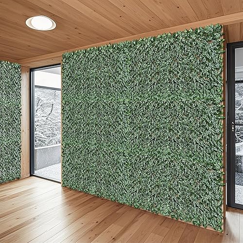 Patio Paradise Rejilla para cerca de privacidad de hojas de laurel sintéticas con respaldo, tamaño 6 x 14 pies. Seto de hojas sintéticas de vid para
