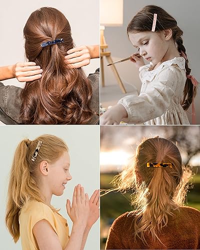 Miniatura 5 de Pasadores de pelo para mujer, 8 pasadores para cabello fino y grueso, pasadores pequeños de acetato de 3 pulgadas, antideslizantes, conchas de