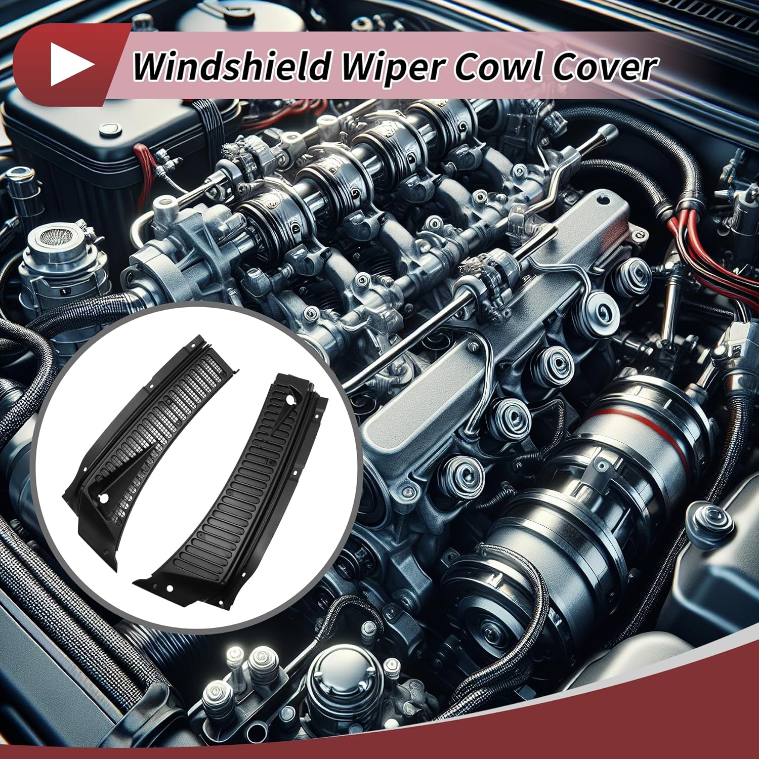 HEROFFIX 1 Pair Windshield Wiper Cowl Cover for Ford F-350 Super Duty 5.4L V8 Windshield Cowl Replacement Black Plastic