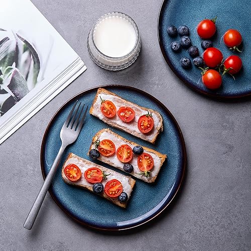 Miniatura 2 de LERATIO Kahki - Juego de 4 platos de cerámica de porcelana esmaltada reactiva de 10.5 pulgadas, juego de vajilla de forma moderna para cocina,