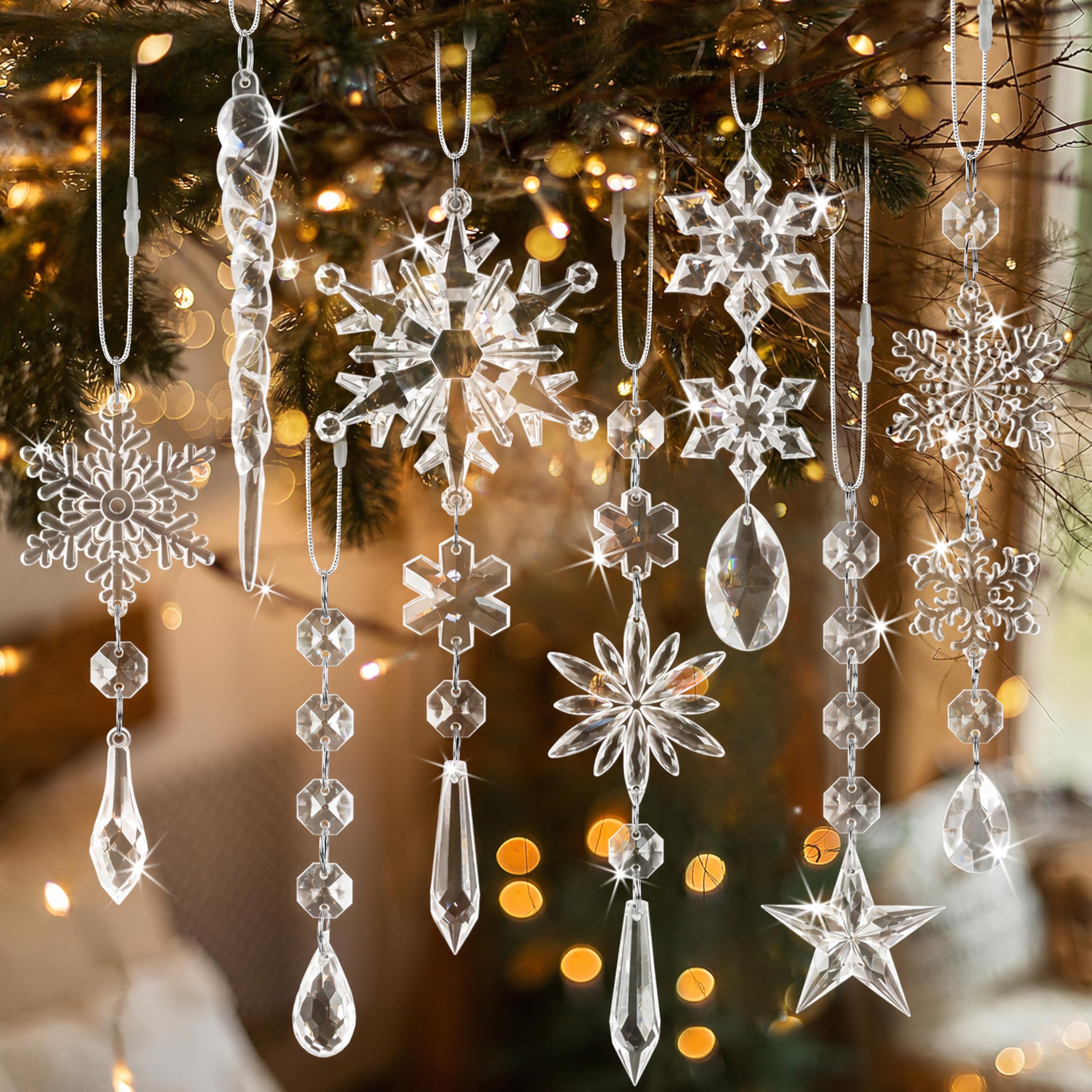 Amazon.co.jp: クリスマスツリー 飾り オーナメント クリスタル 雪の