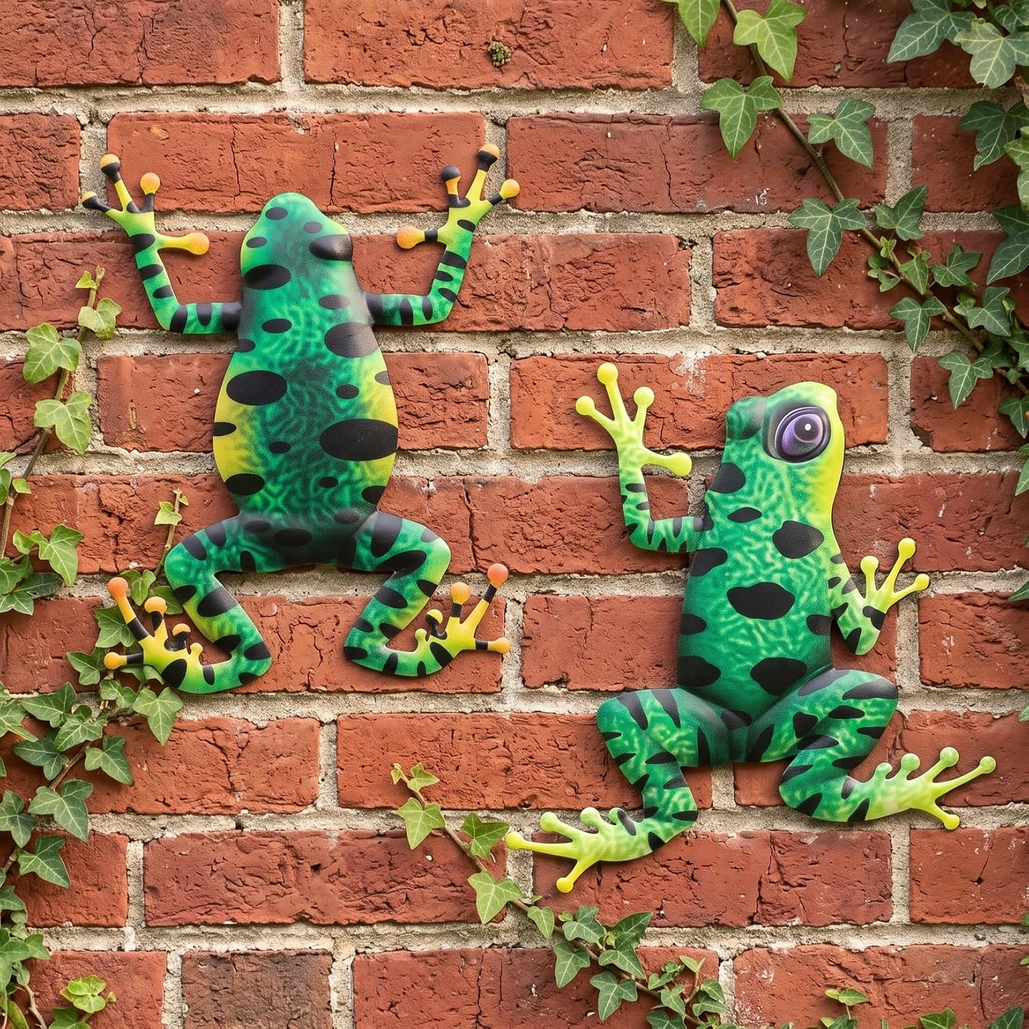 Veemoon 2pcs Metal Frog Wall Art Decor Outdoor Garden Frog Ornaments Climbing Animal Sculpture Hanging Statue for Wall Fence Tree Home Office Decoration 3D Tiny Frogs image 4