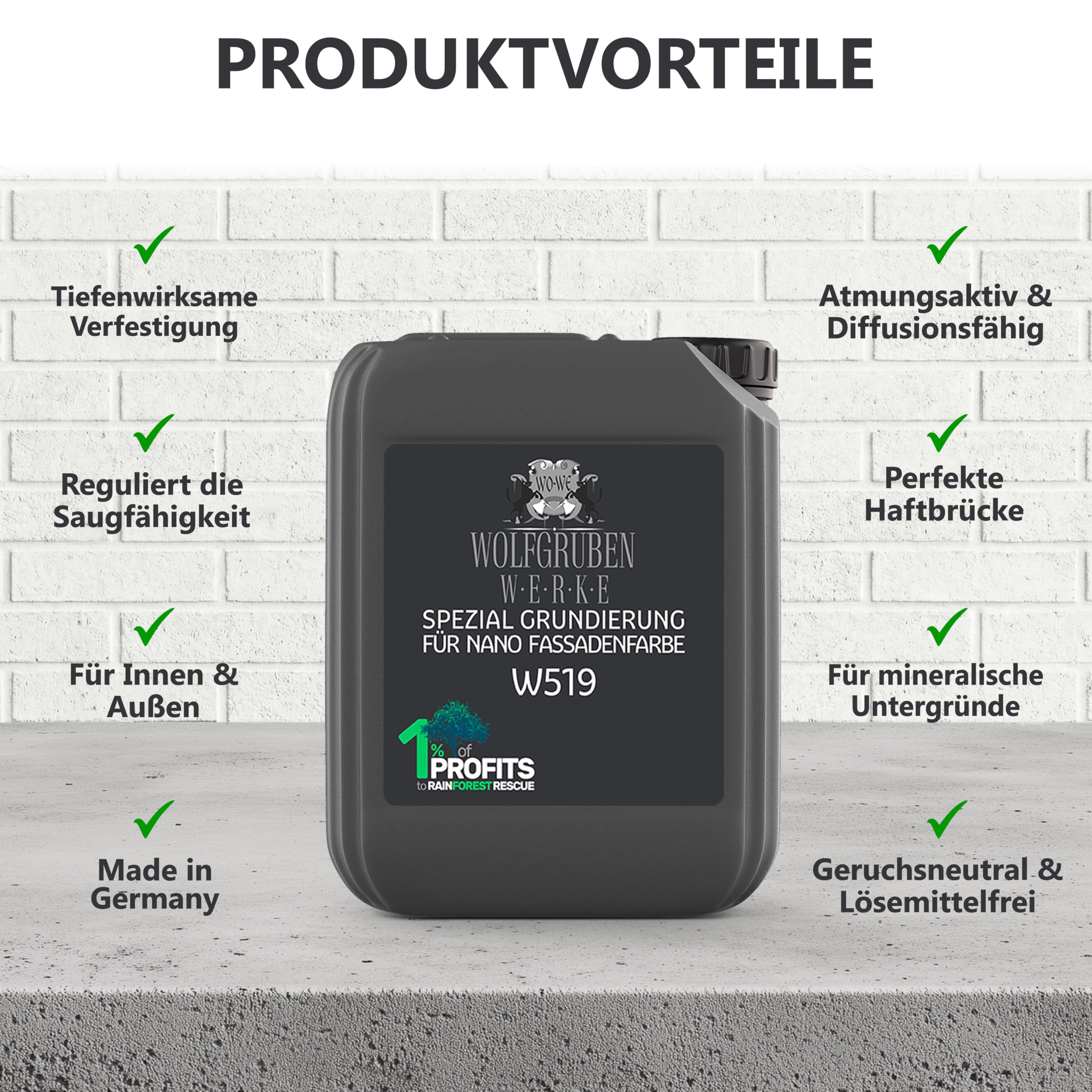 WO-WE Spezial Grundierung für Nano Fassadenfarbe Wand Tiefengrund Haftgrund W519-10L
