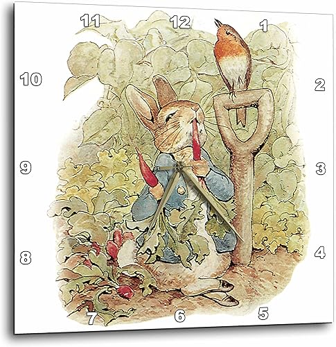 3dRose DPP_110164_3 Peter Rabbit in The Garden-Reloj de pared de arte vintage, 15 x 15 pulgadas
