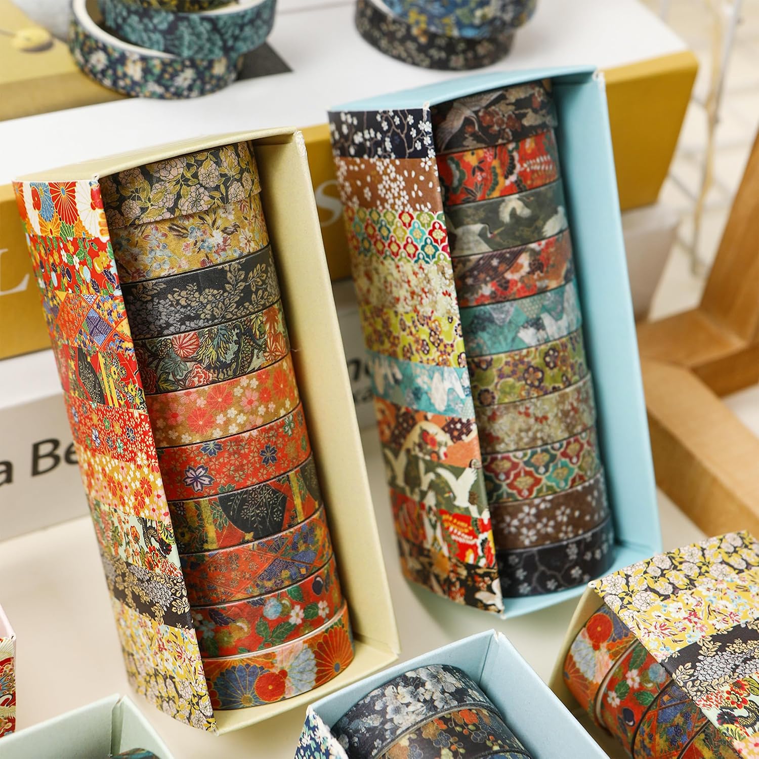 10 Rolls Ukiyo-e Style Washi Tape Set Japanese Kyoto Arts Adhesive Tapes Skinny Decorative Masking Tape Sets for Craft, Kids, Scrapbook, DIY, Gift Wrapping (Artisan Spirit) image 5