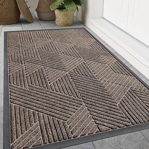 Smiry Front Door Mat Outside Entrance, Heavy Duty Sturdy Natural