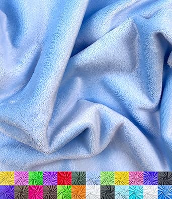 Barcelonetta | Minky Fabric | Plush, Super Soft, Cuddle | Solid Minky | by The Yard | 60" Wide | Baby Blanket, Change Station Cover, Pillow, Scarf, Beanie Blue, 1 Yard