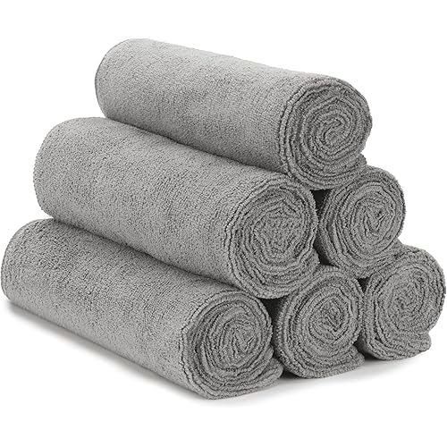 S&T INC. Microfiber Gym Towels, Yoga Towel for Home and Gym Bag, 16 Inch x 27 Inch, 6 Pack