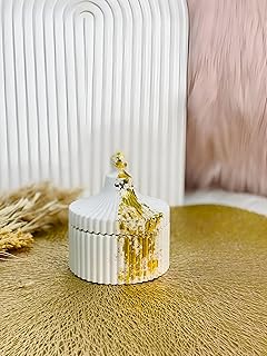 منظم اكسسوارات - منظم ملحقات خرسانية متعدد الوظائف مصمم بشكل مثالي للبخور أو المكسرات أو الحلوى مع لمسة نهائية متينة لامعة، تجمع بين الأسلوب والعملية (جولد)