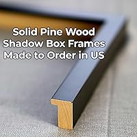 Vista 6 de Marco de caja de sombra de 12 x 24 pulgadas, madera negra, con una profundidad de visualización de 3/4 pulgadas Incluye un tablero de respaldo sin