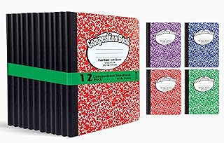 Better Office Products Composition Book Notebook - Hardcover, Wide Ruled (11/32-inch), 100 Sheet, One Subject, 9.75" x 7.5", Assorted Covers: Red, Blue, Green, Purple-12 Pack