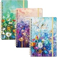 Vista 1 de Cuaderno en Espiral - Paquete de 3 Cuadernos A5 con Renglones, 21 x 15 cm, 3 × 160 Páginas, Diario para Mujeres, Cuaderno con Renglones