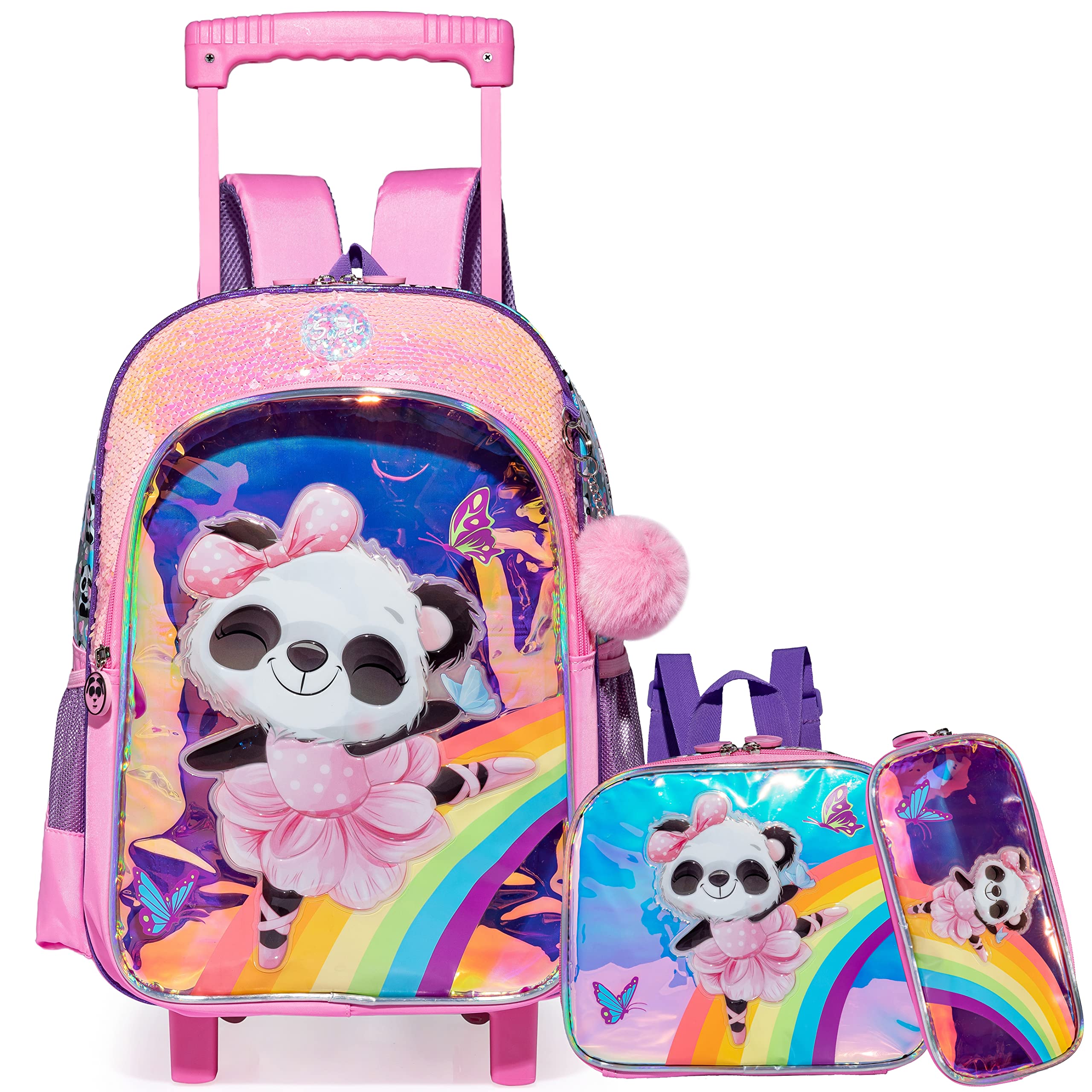 Egchescebo Mochilas Escolares con Ruedas Niña Alfabeto GP Mochila para Trolley
