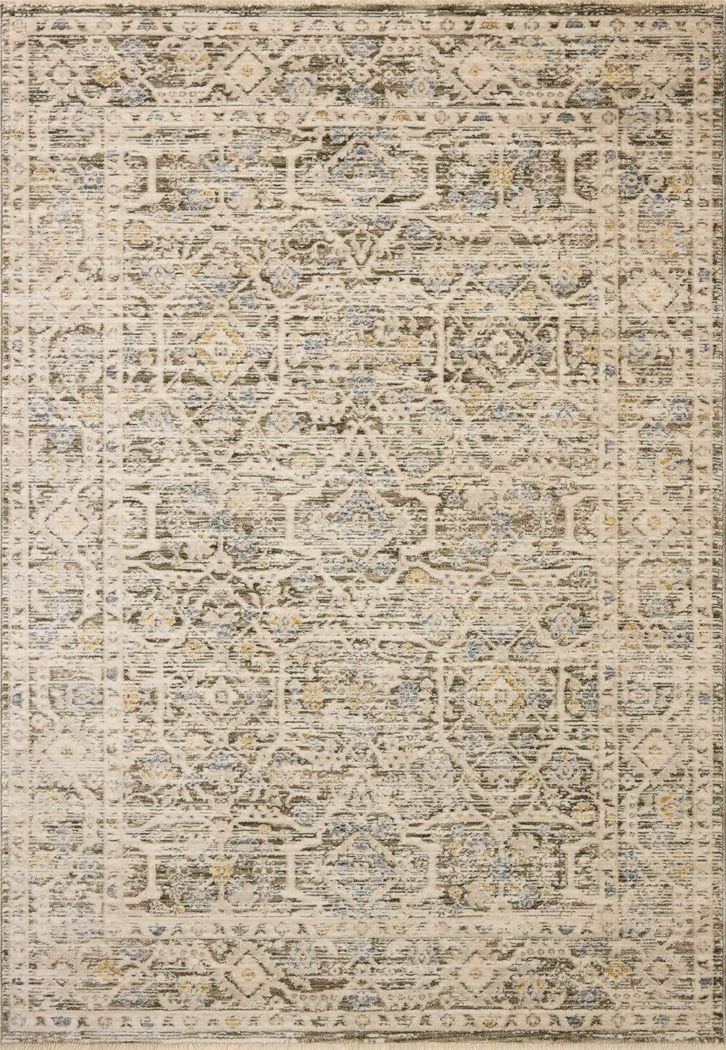 Loloi Clarisse Collection CLS-08 Olive/Ivory 2'-0" x 3'-0" Fringe Accent Rug Olive / Ivory 1' x 3' (Rectangular)