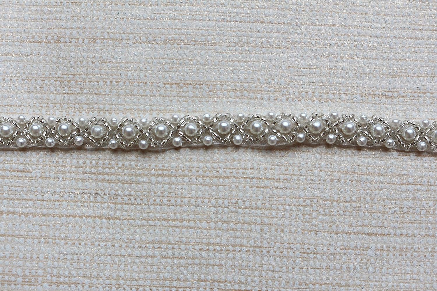 LITTLE PANDADA 2 Yards Pearl Beaded Trim Bridal Lace Ribbon Trimming Edge for DIY Craft Sewing on Costume Bridal Dress Decor 1cm (Ivory) : Arts, Crafts & Sewing